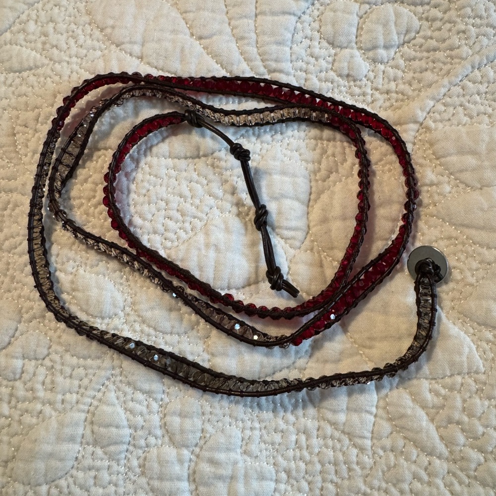 Victoria Emerson Red and Brown Beaded Wrap Bracelet